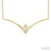 1/4 Ctw Chevron Bezel Marquise Cut Diamond Necklace in 14K Yellow Gold
